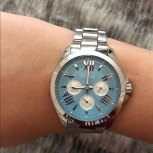 Silver Fossil Watch